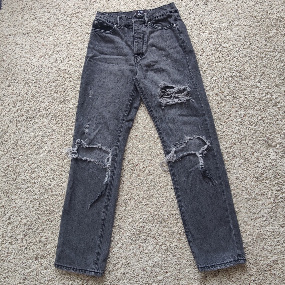 BDG Charcoal Distressed Straight Leg Jeans